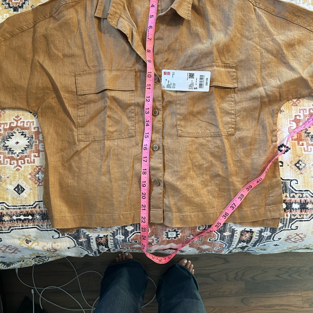 NWT Uniqlo Premium Linen Skipper Boxy Shirt S - Picture 6 of 6